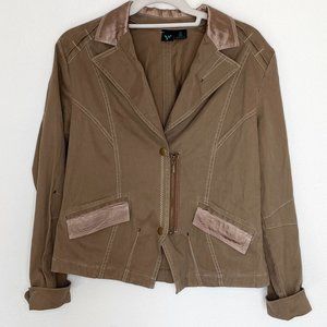 NEW Y Brown Moto Blazer w/Satin Accents
